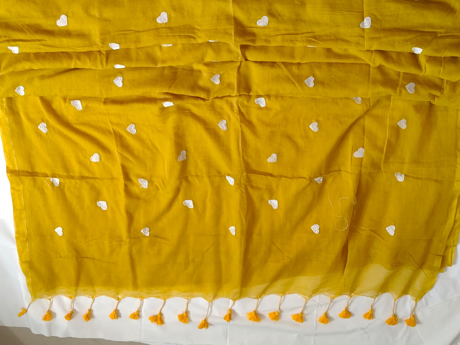 Heart Embroidery Mul Saree