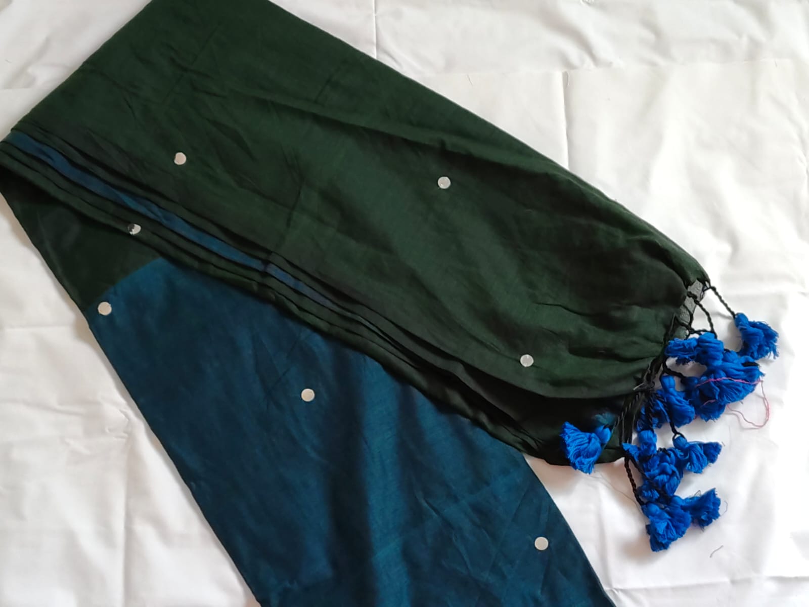 Khadi Cotton Saree Ginni Work Double Shade