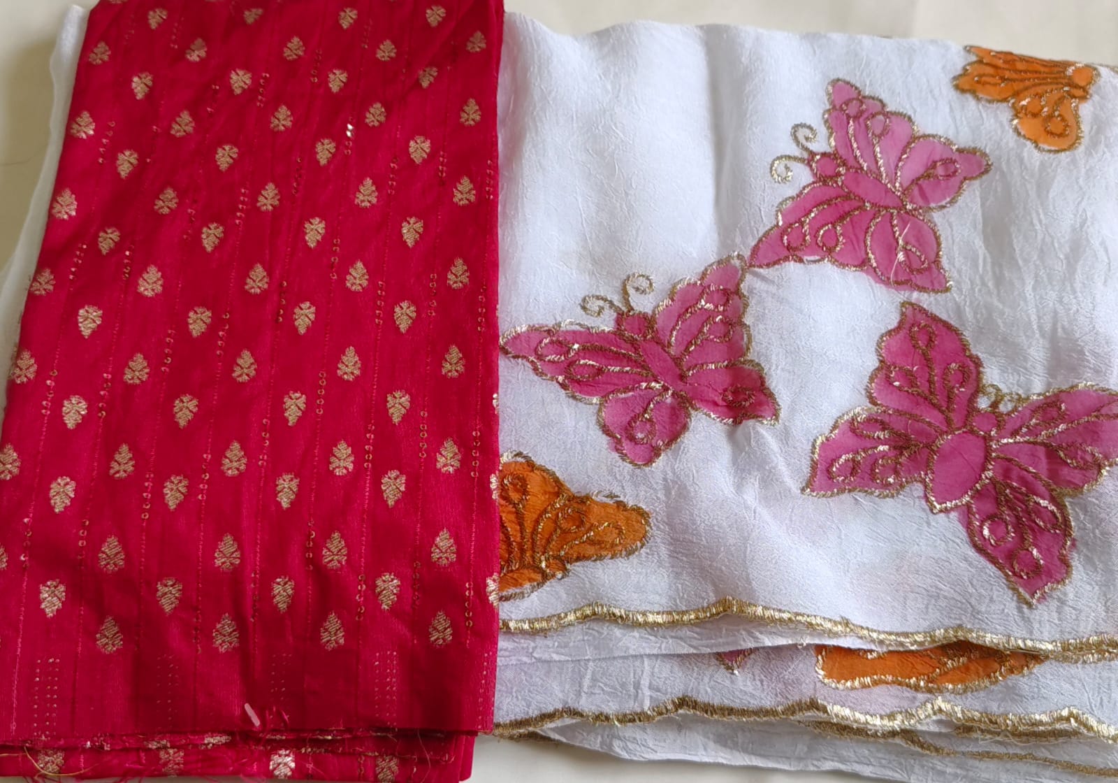 Butterfly Bliss Khadi Chiffon Saree